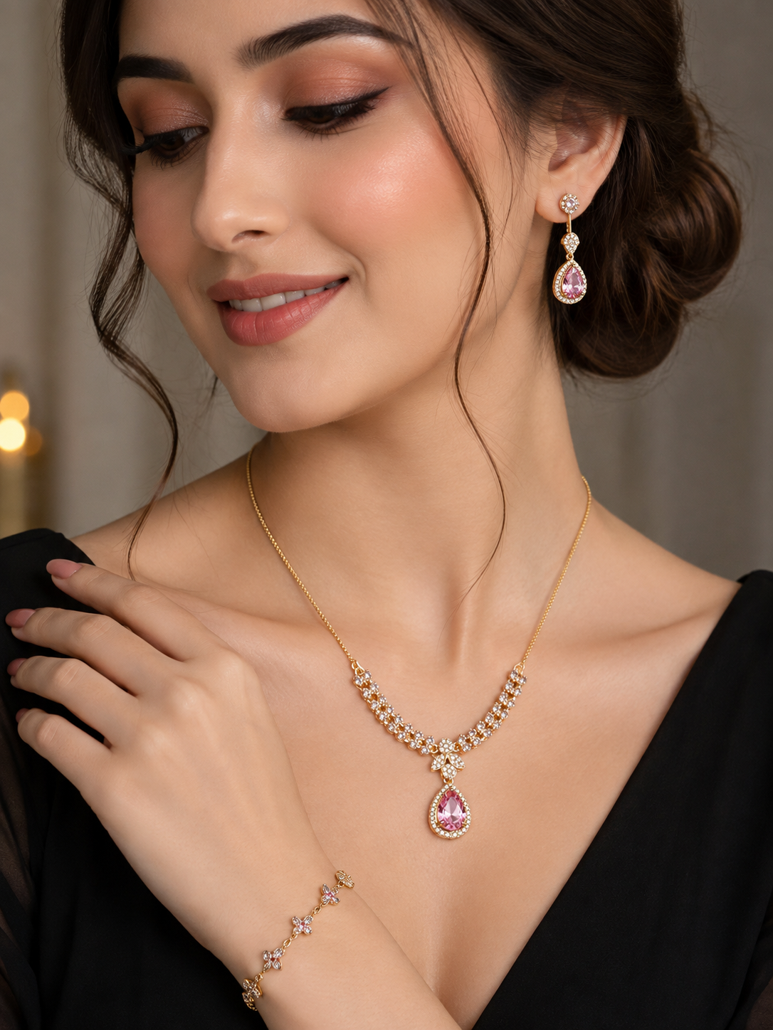 Luxury Crystal Pendant & Earrings Set