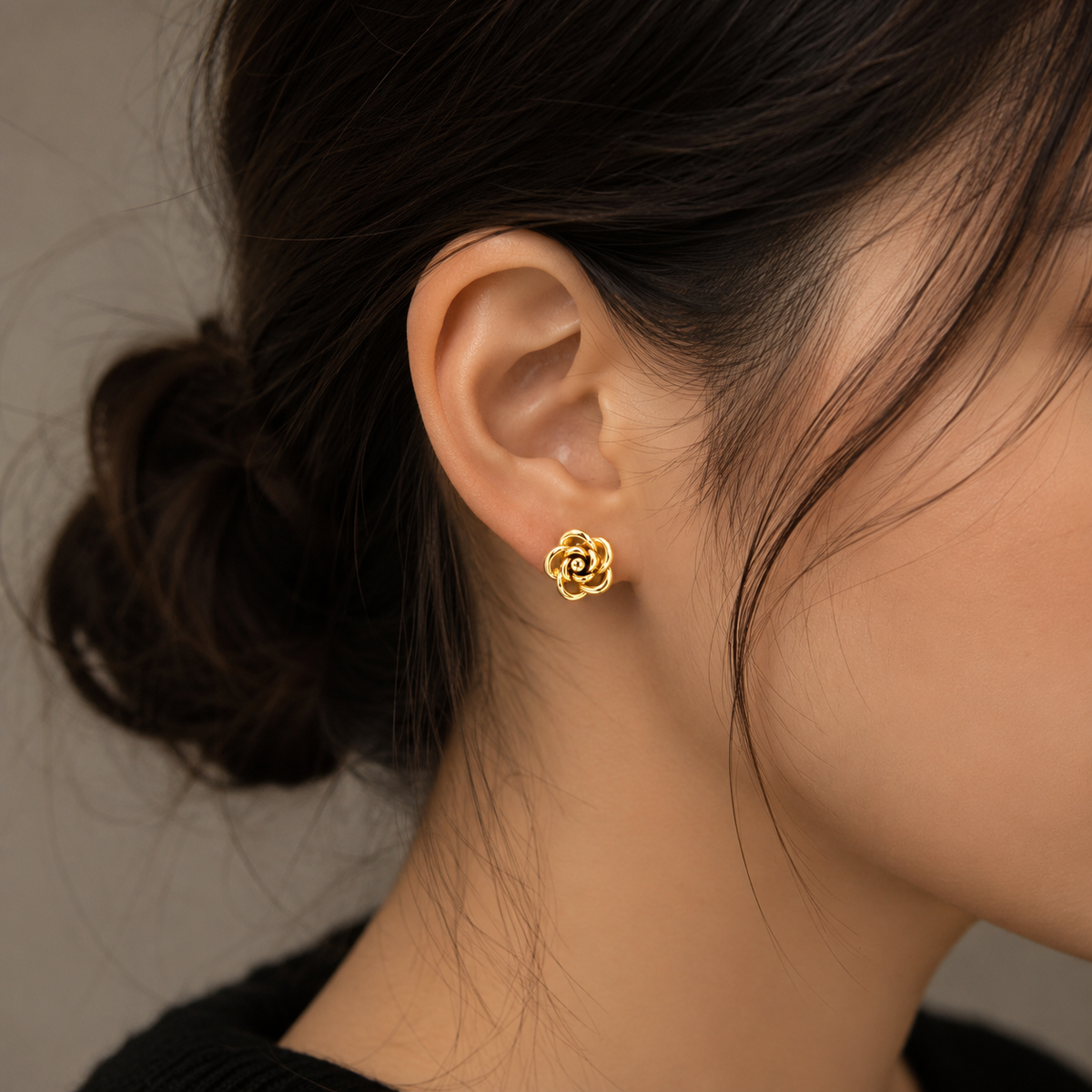 Blooming Rose Gold Stud Earrings