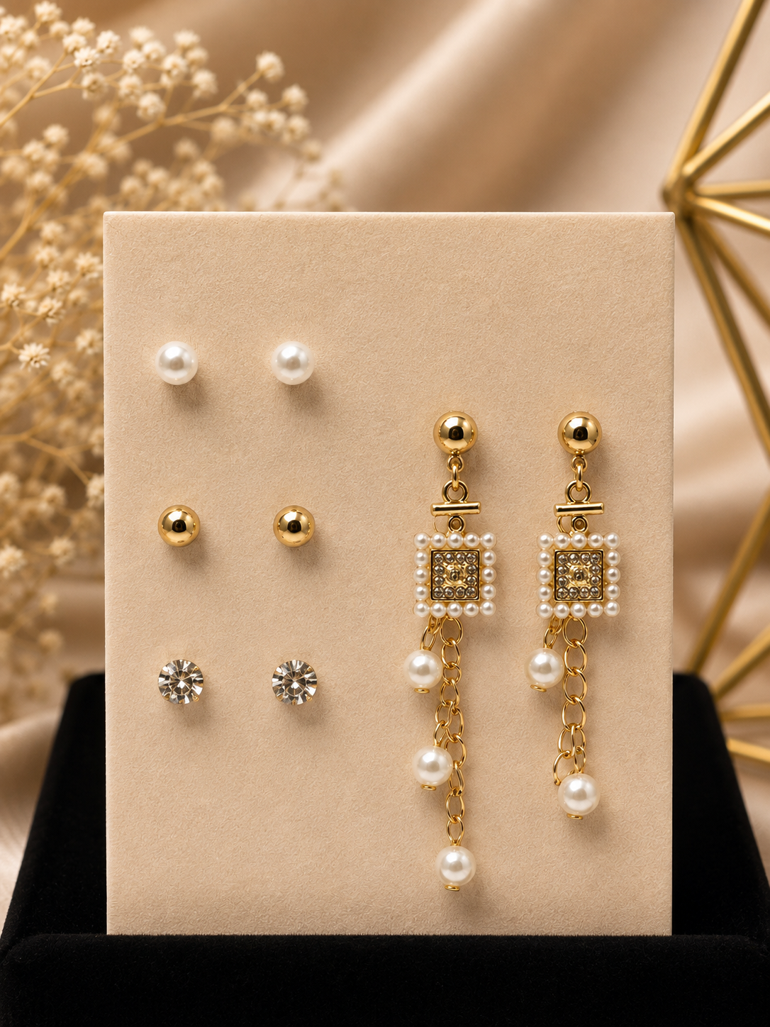 4-Pair Stud & Statement Earring Set