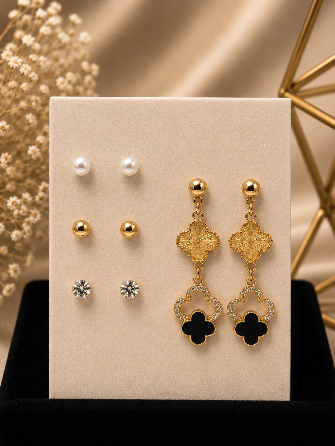 4-Pair Stud & Statement Earring Set