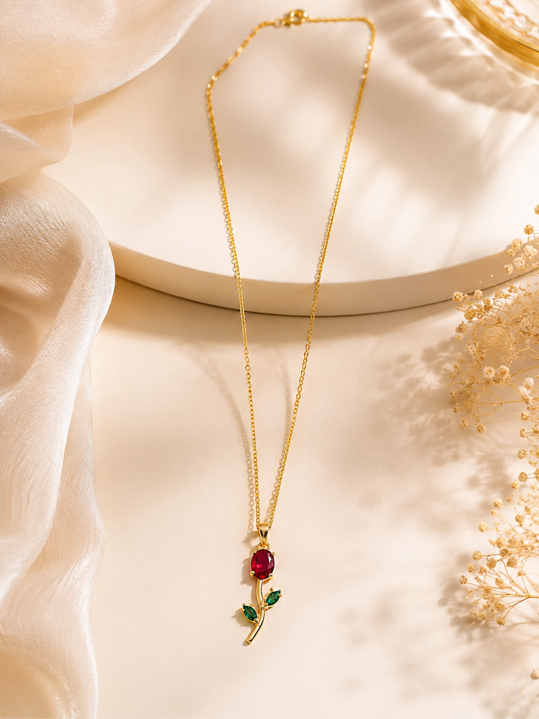 Rose Bloom Pendant Necklace