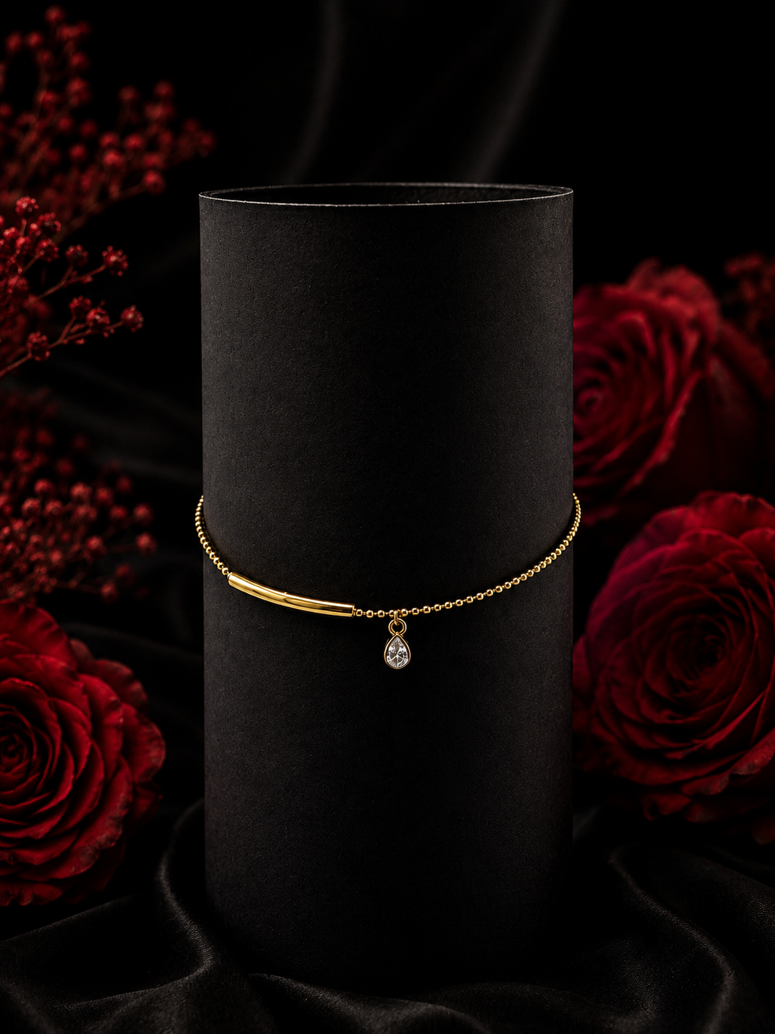Golden Crystal Drop Bar Bracelet