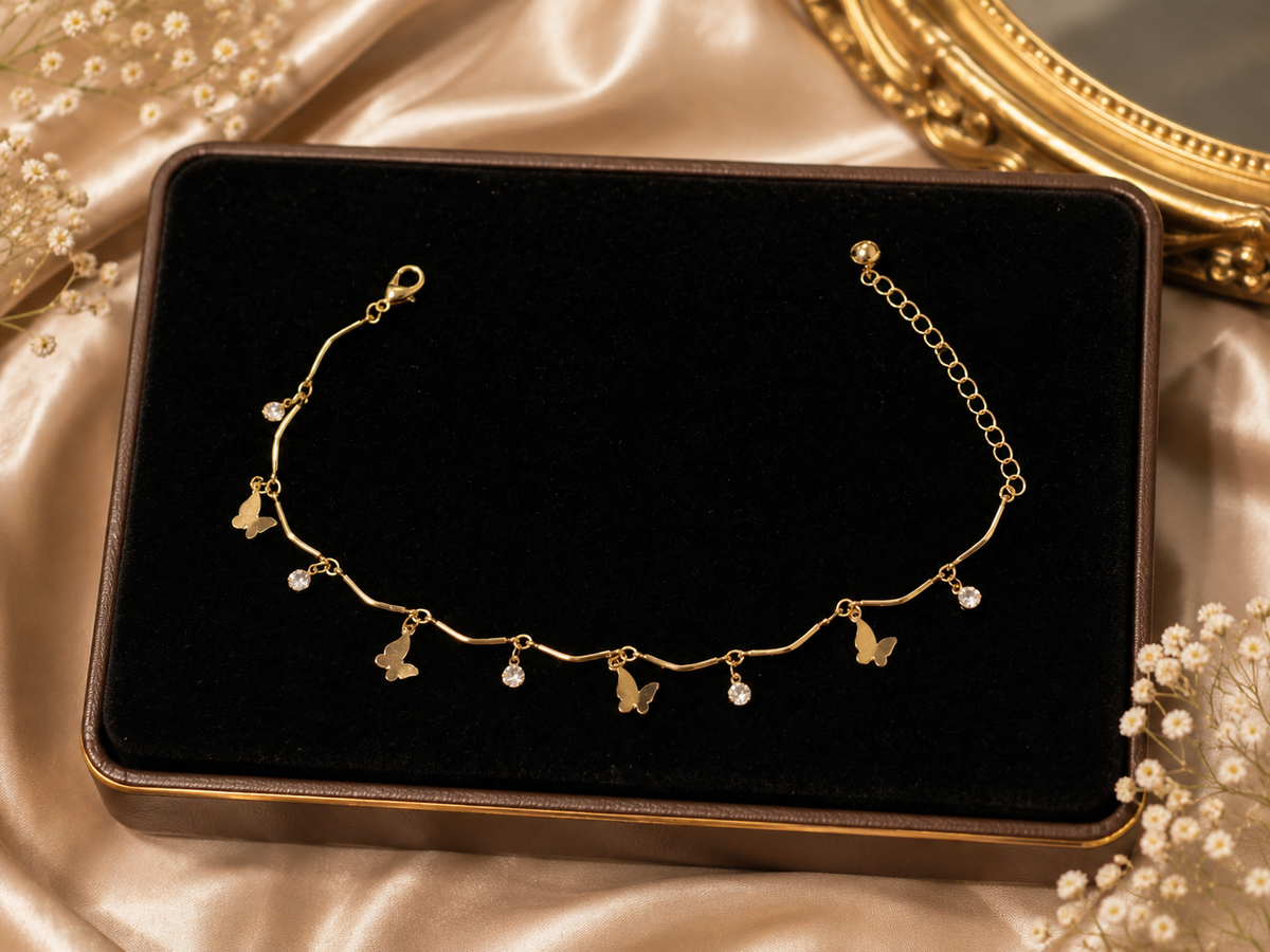 Butterfly Drop Charm Anklet