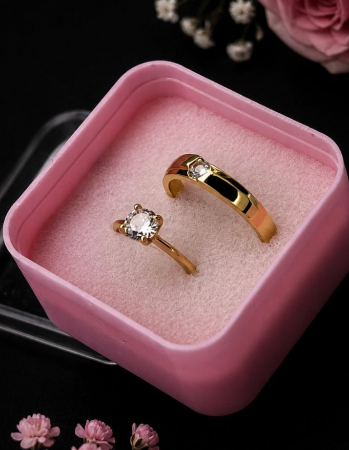 His & Her Gold Adjustable Ring Set