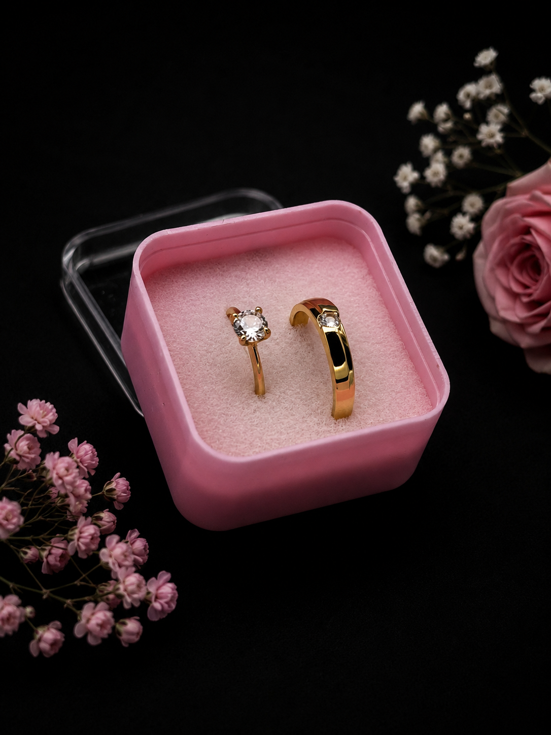 His & Her Gold Adjustable Ring Set