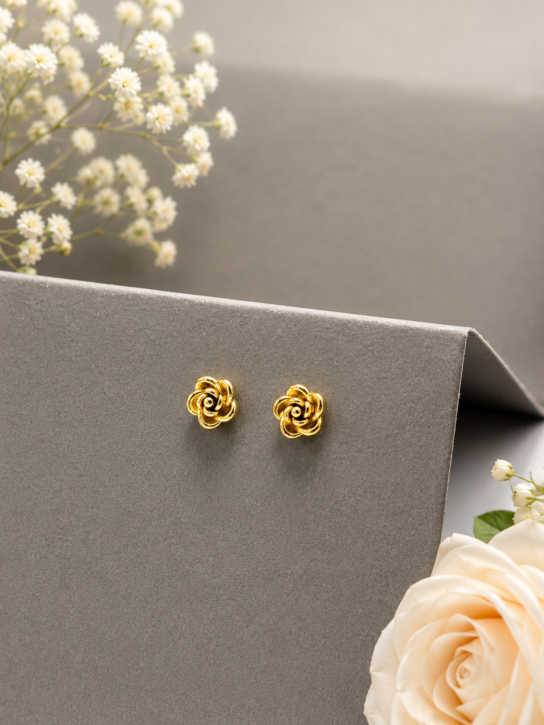 Blooming Rose Gold Stud Earrings