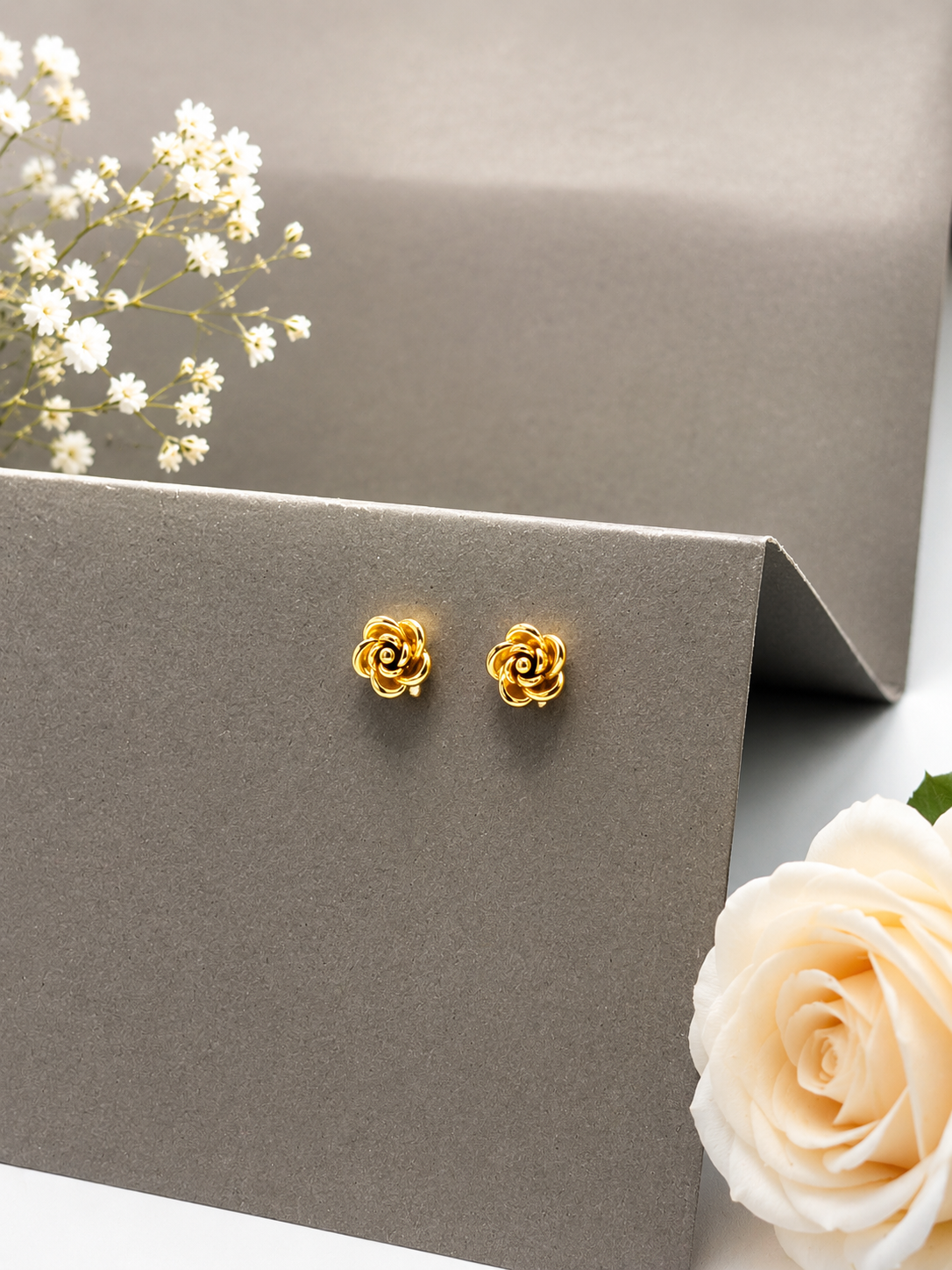 Blooming Rose Gold Stud Earrings