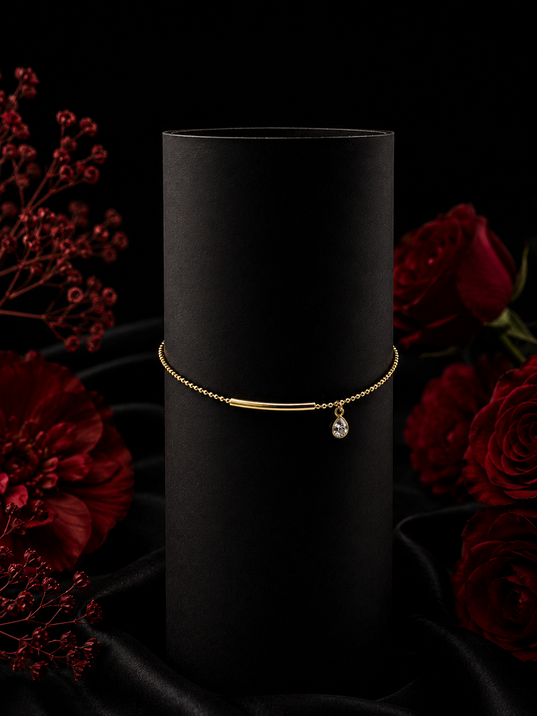 Golden Crystal Drop Bar Bracelet