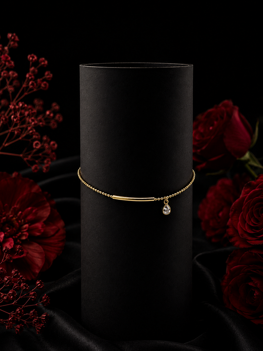 Golden Crystal Drop Bar Bracelet
